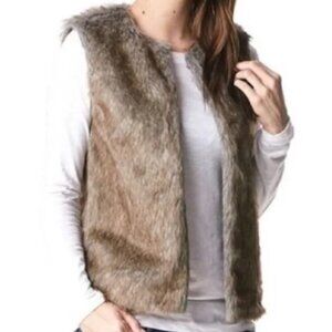 Buckle Glamsia Vest Faux Fur  Brown Sz L Mobwife 90's Y2K